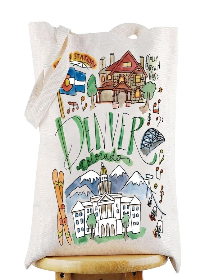 G2TUP Denver Colorado Travel Tote Bag Denver Souvenir Gift Denver Landmarks Shoulder Bag Denver Merchandise (Denver TG) - Image 1